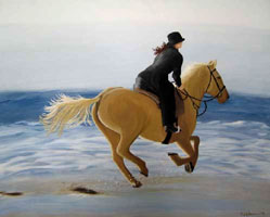 Woman & horse on Beach